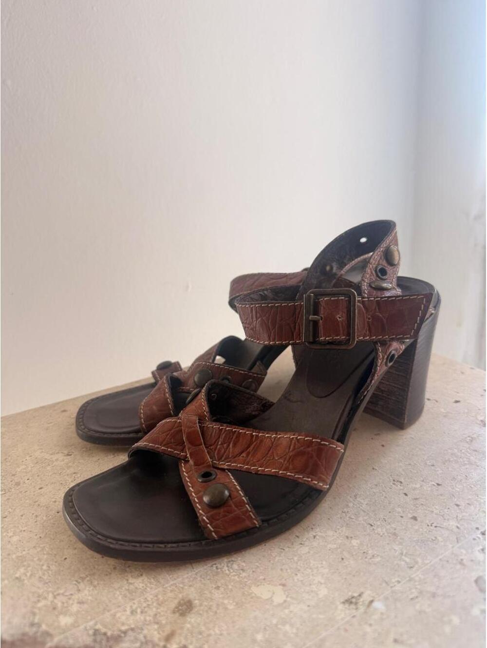 Lea Foscati Brown Strappy Heeled Sandals